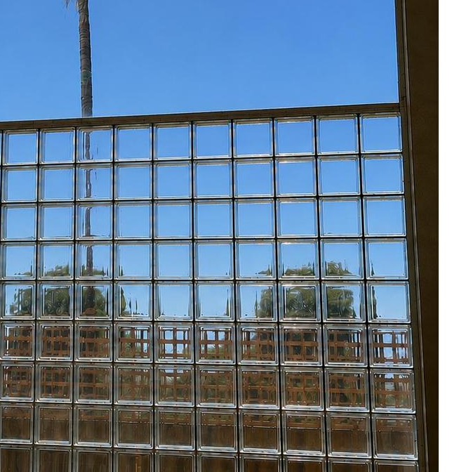 Clean glass block window after Mint Window Cleaning service, pool area