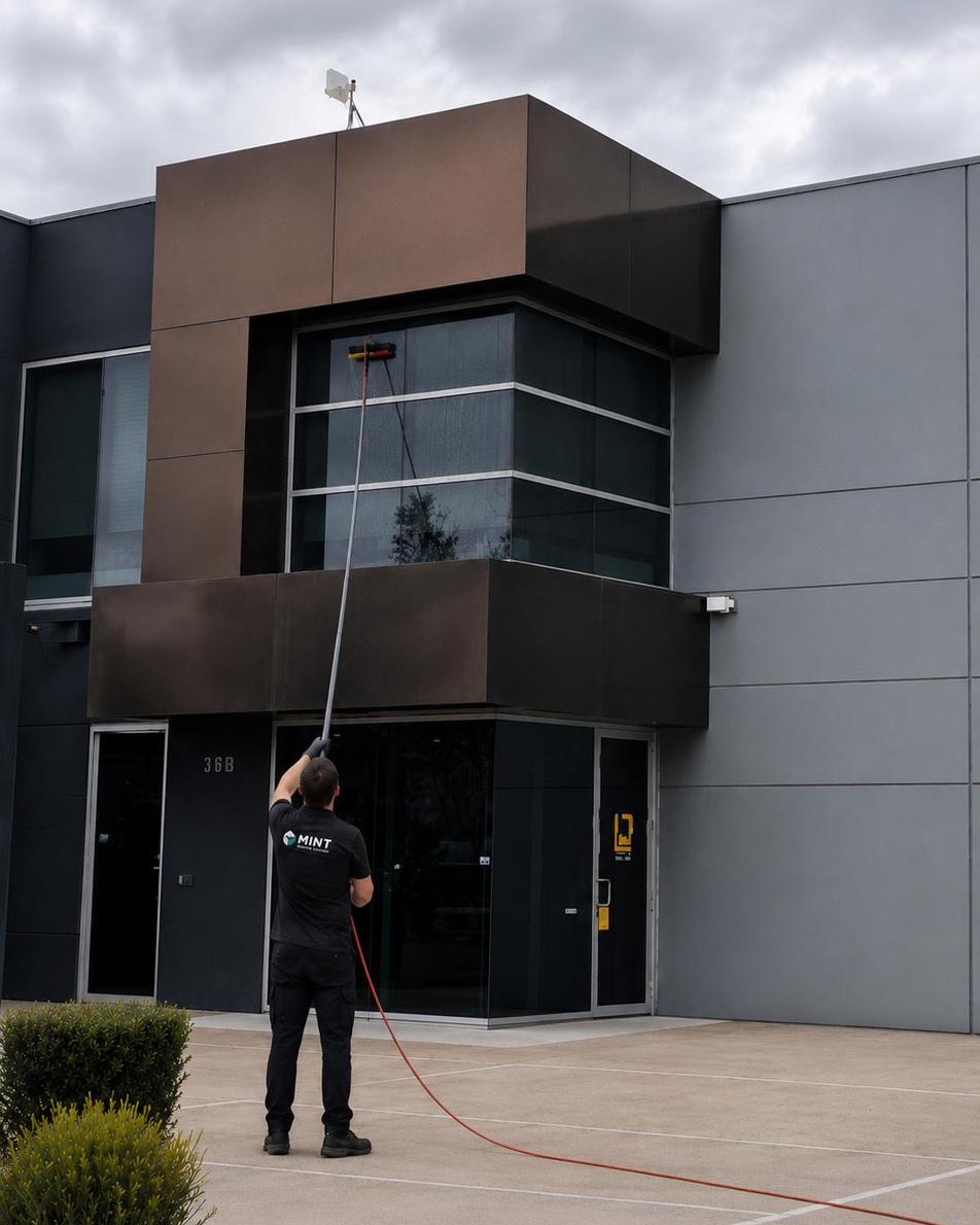 Commercial window cleaning on Melbourne business premises